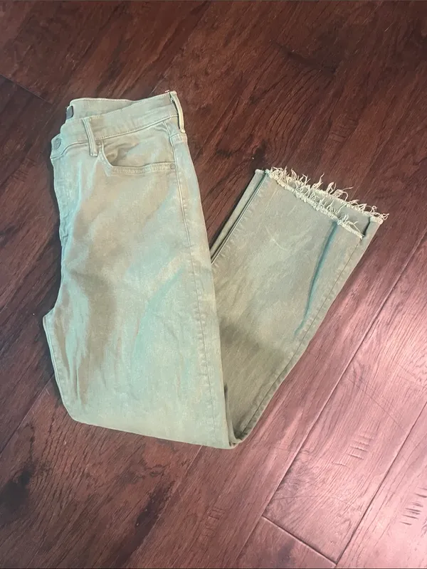 MOTHER Olive Green the Insider Crop Step Fray Denim Jeans 33 GUC - Image 8