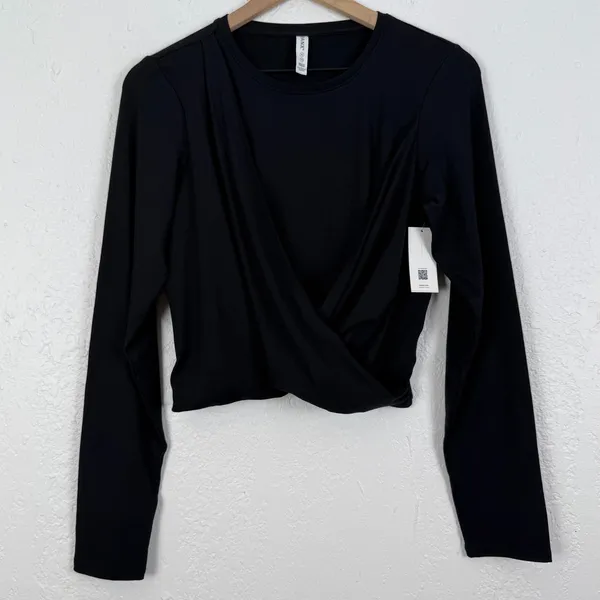 Spanx Better Base Twist and Fold Long Sleeve Wrap Top in Black Size XL NWT - Image 2