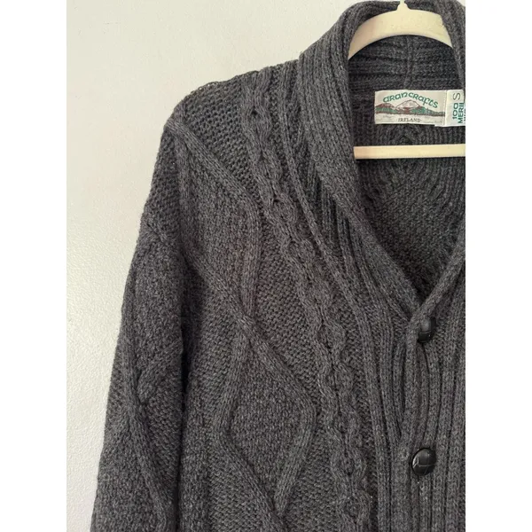 Aran Crafts Ireland Merino Wool Cable Knit Cardigan Sweater Size Small - Image 3