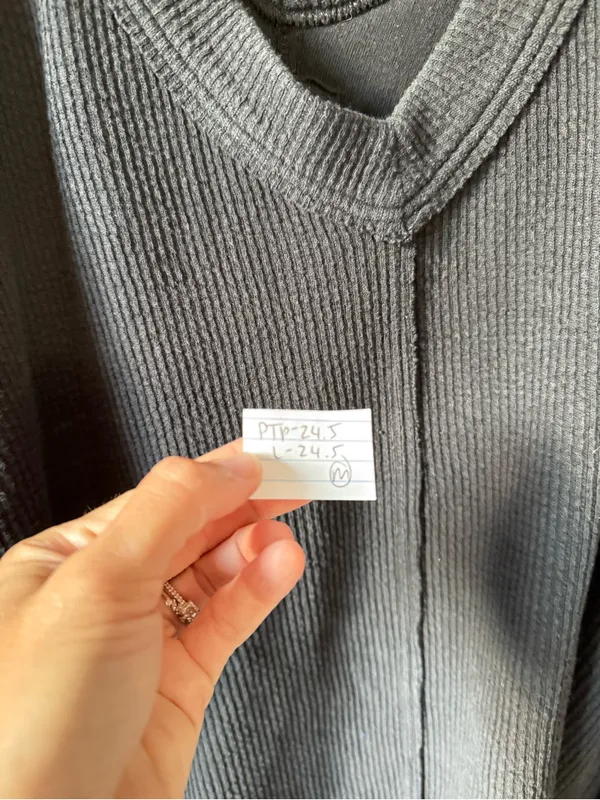 Aerie Waffle Knit Black V-Neck Ribbed Sweater Sweatshirt Black Size M Oversize - Image 11