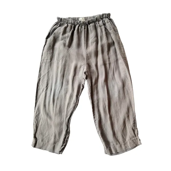 Mosaic USA Pants Women Large Gray Good Cropped Wide Leg Linen Elastic Waist - Image 2