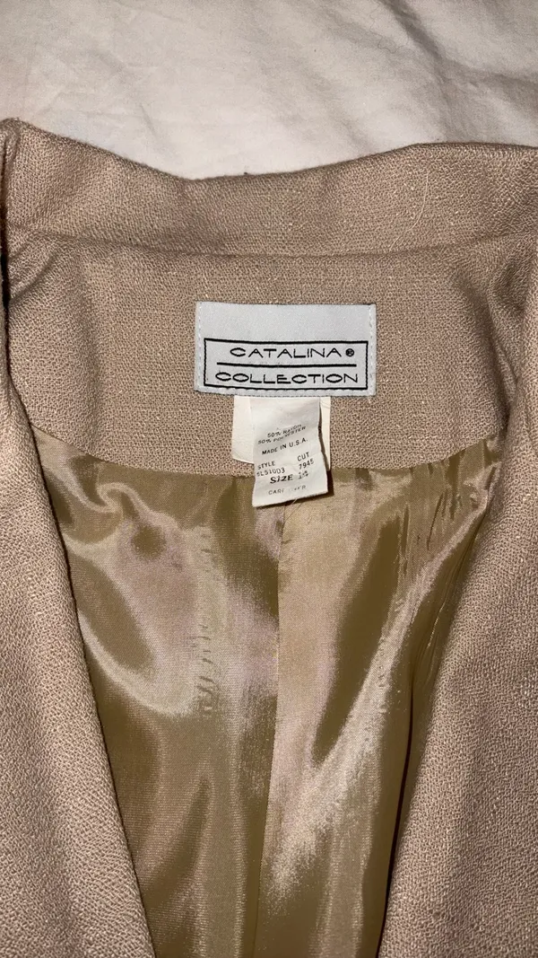 Vintage Beige Blazer Tan Size 14 - Image 2
