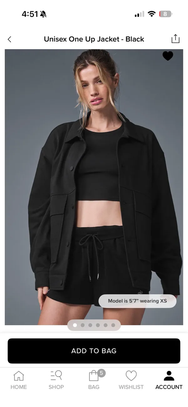 Alo Unisex One Up Jacket- Black - Image 6