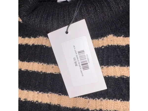 THML NEW $68 Woman’s S Short Sleeve Stripe Knit Sweater Top Size Small - Image 2