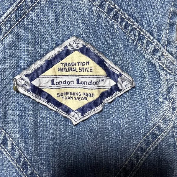 London London Vintage 90s Denim Skort Overalls Blue Mid Wash Size 11/12 - Image 10