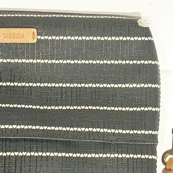 Fossil Devon Black With‎ White Stripes Crossbody Vegan Leather Shoulder Bag - Image 2