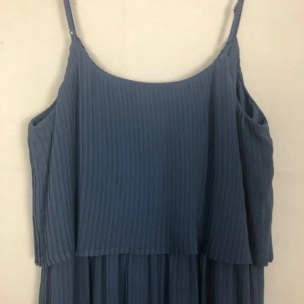 Lauren Conrad Maxi Blue Sleeveless Pleated Dress Size M - Image 9