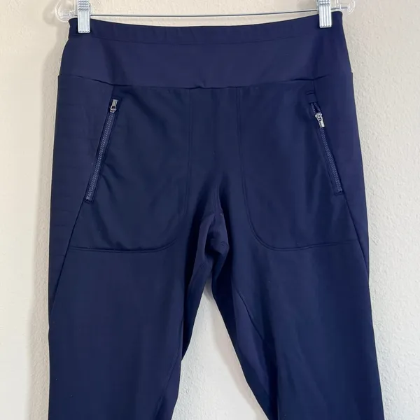 Athleta Peak Hybrid Fleece Tight Leggings Womens Large Navy Blue Outdoor Camping - Image 3