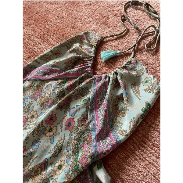 Earthbound Trading Co. Women’s Summer Maxi Tie Open Back Dress Size S - Image 5