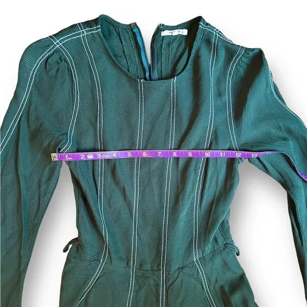 Tularosa Nicole Dress Sycamore Green Pleated Mini Dress Bell Sleeve Size XXS - Image 7