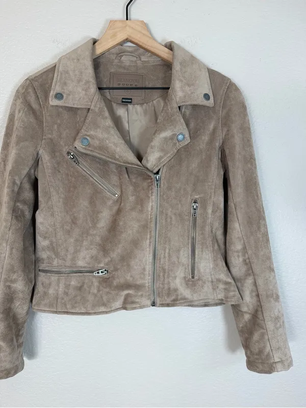 Blank NYC Taupe Suede Moto Jacket size Small $198 - Image 9