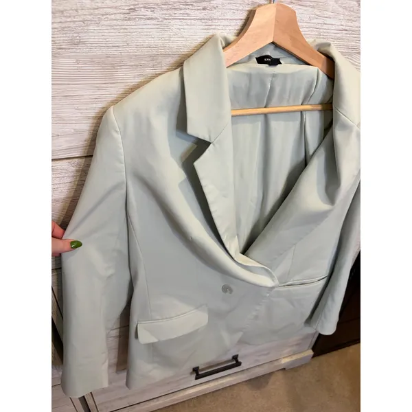 Express Women Sage Green Double Breasted Blazer Tailored Jacket Size Medium - Image 4