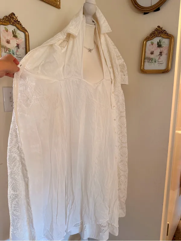 Anthropologie White Eyelet Midi Dress with Cutout Back - Image 9