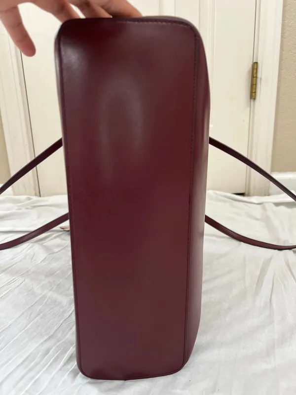 Kate Spade Kerri Medium Tote Bag Burgundy Leather with Glitter Flower Charm - Image 5