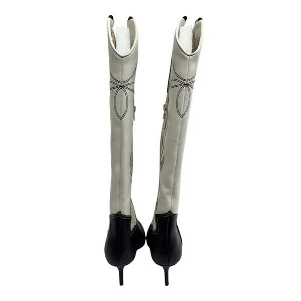 INC International Concepts Hayleigh Western Boots Black Cream Kitten Heel Size 7 - Image 6