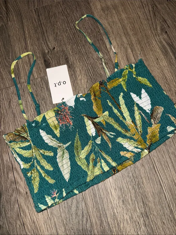 Tuckernuck Teal Tropical Smocked Tank Top - Image 2
