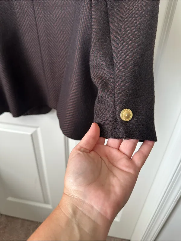 Jones Wear Black and Brown Tweed Button Blazer Jacket Size 14 - Image 6