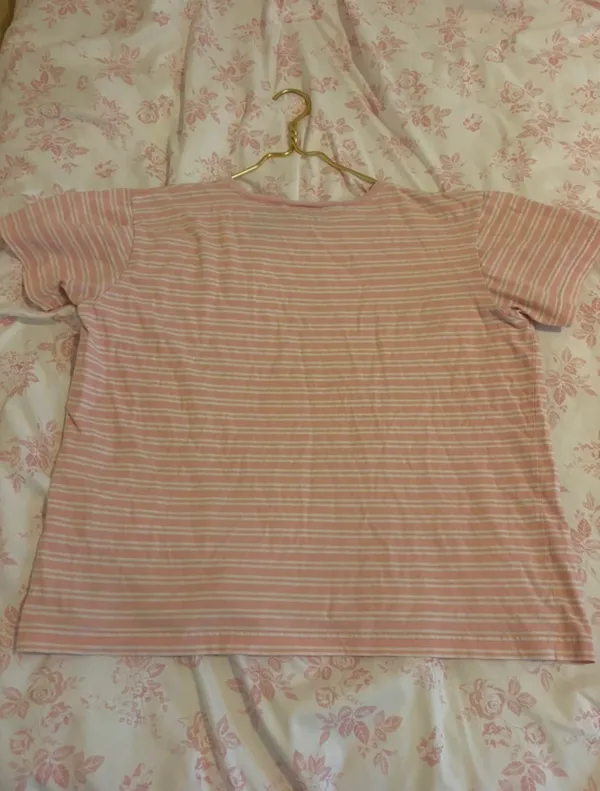 CRAZY HORSE Light pink stripe t shirt - Image 6