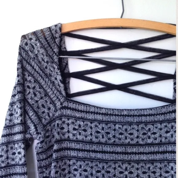 Free People Good Girl Gone Bad Gray Black Strappy Back Homecoming Dress Medium - Image 5
