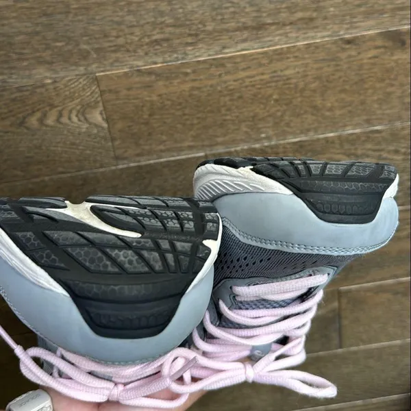 ASICS Gray and Pink Athletic Shoes with Cushioning - Image 3