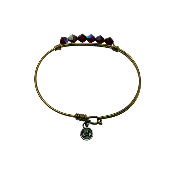 Luca +‎ Danni Bangle Bracelet Brass Green Faceted Glass Bead Stackable L+S USA - Image 4