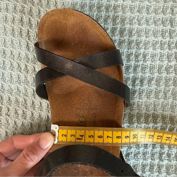 Papillio Birkenstock Womens Black Leather Sandals 9 Strappy Summer Wedge Shoes - Image 13