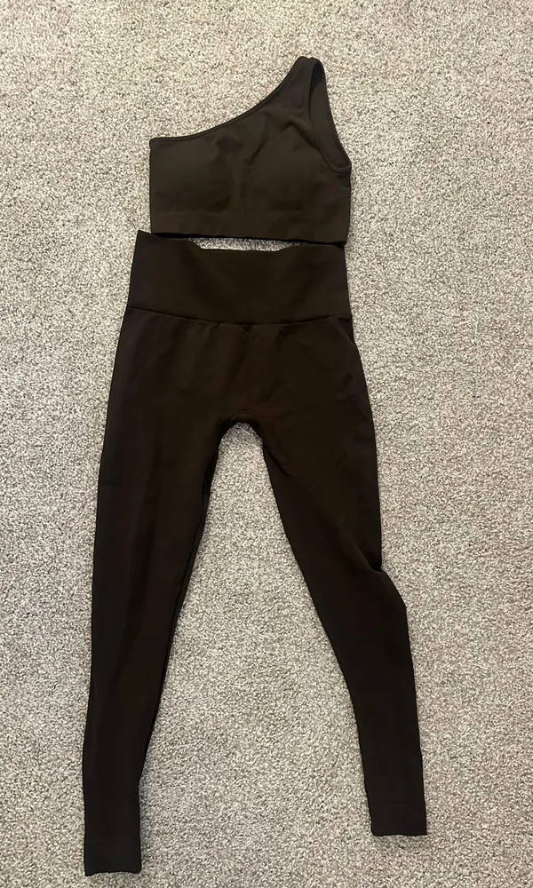Brown One Shoulder Workout Set Size M - Image 2