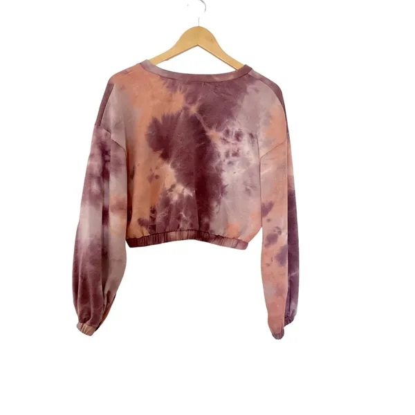 Altar’d State‎ Tie Dye V Neck Cropped Sweatshirt Size L - Image 4