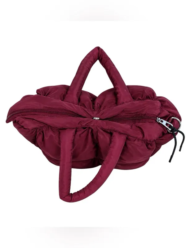 Katydid Wine Mini Puffer Tote Bag Burgundy Quilted Crossbody NWOT - Image 8