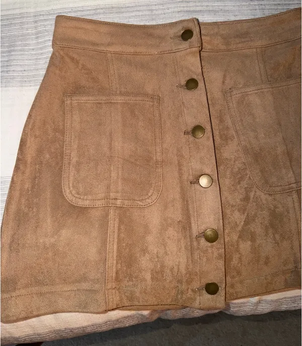Altar'd State Skirt Suede Mini tan - Image 2