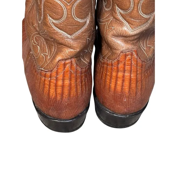 Vintage Tony Lama Lizard Western Cowboy Boots Brown Leather Men’s 10.5 D‎ Boho - Image 8