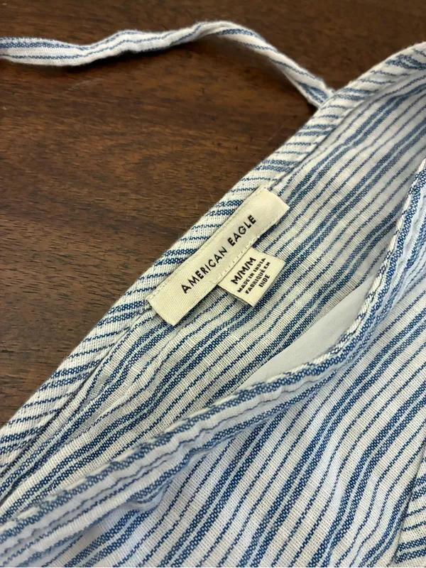 American Eagle Dress Women’s Medium Blue White Striped Tiered - Image 2