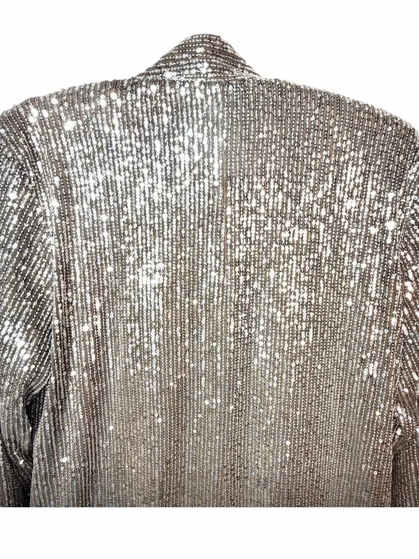 ANTHROPOLOGIE MARE MARE X Women’s Silver Sequin Duster Open Front Jacket Size S - Image 11
