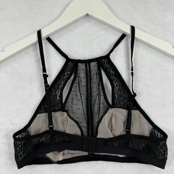 Victoria's Secret Very Sexy Black‎ Floral Lace High Neck Bralette Small - Image 9