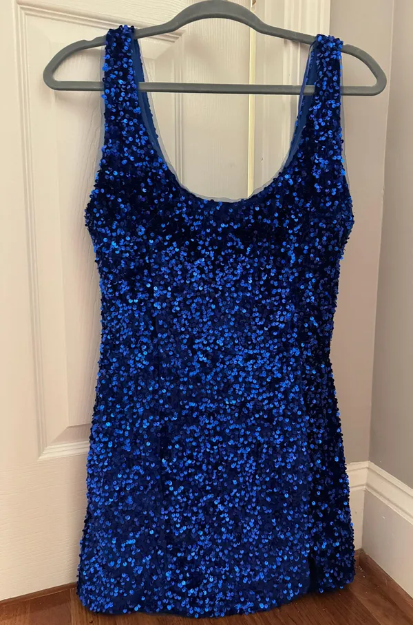 American Threads Blue Sequin Mini Dress - Image 4