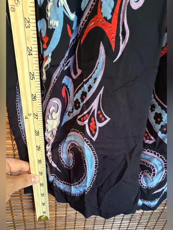 ANGIE Black Paisley Studded V Neck Boho Mini Dress Small NWT - Image 5