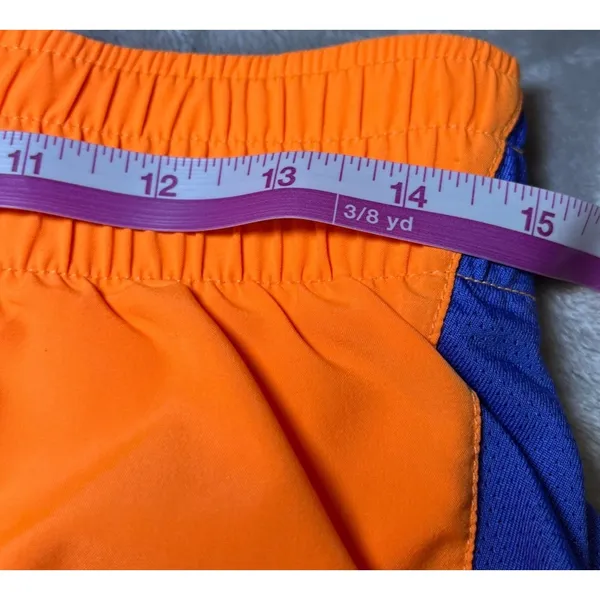 Nike Dri-FIT Womens Size Medium Running Shorts Orange‎ Blue Athletic Gym Workout - Image 8
