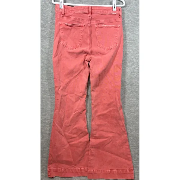 Risen Jeans Womens 9/29 Coral Pink Flare Denim Pants Stretch‎ Casual - Image 4