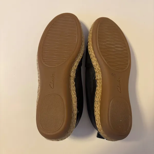 Clarks Artisan Leather Slip On Espadrille Loafer Flats Black Womens Size 7.5 - Image 4