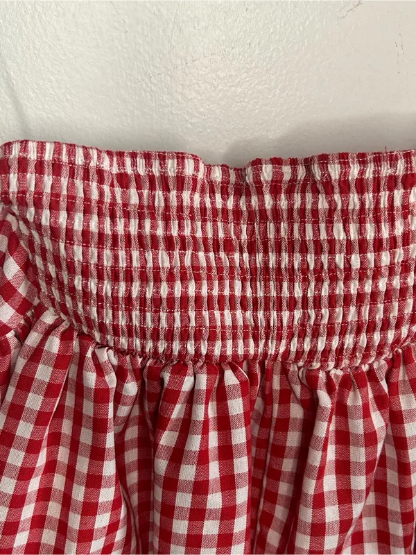 Strapless Red Gingham Tunic Top - Image 9