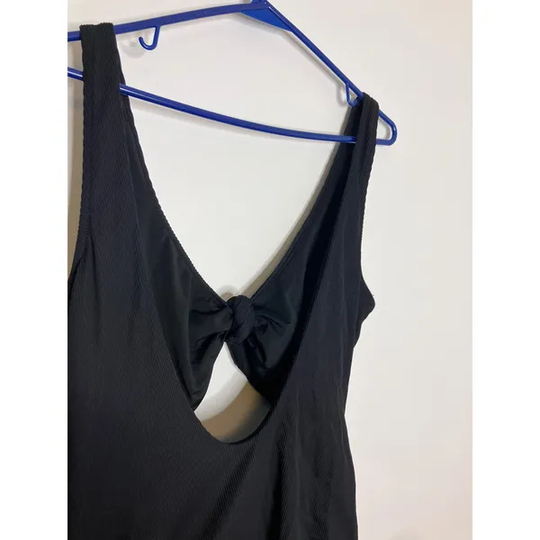 Aerie One Piece Swimsuit Women XXL Black Excellent Ribbed Cutout Knot Detail - Image 6