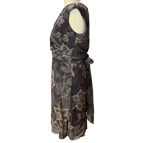 WESTON WEAR S‎ Brown Floral Wrap Midi Dress Whimsygoth Boho Fairy Y2K - Image 4
