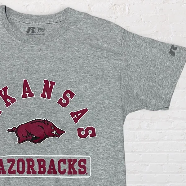 Russell Athletic University of Arkansas Razorbacks T Shirt Small Grey Hogs NCAA - Image 3