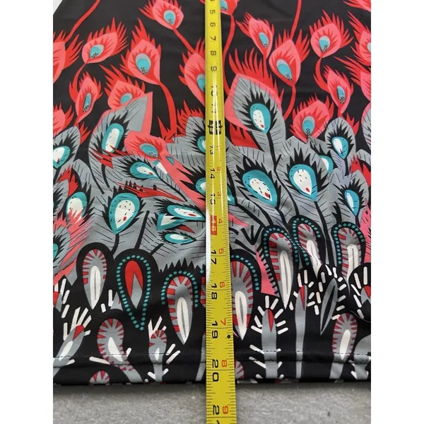 White Mark Womens Pencil Skirt Peacock Feather Print Stretch‎ Zip Y2K Medium Red - Image 3