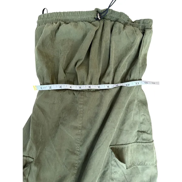 Forever 21 Olive Green Military Bandeau Midi Zip up women's dress, Size S - Image 10
