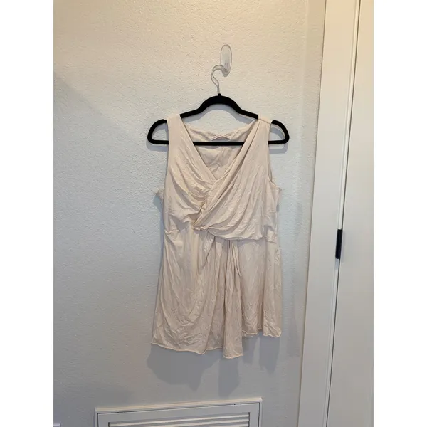 Peruvian Connection Cream Draped V-Neck Sleeveless Mini Dress Size L - Image 3