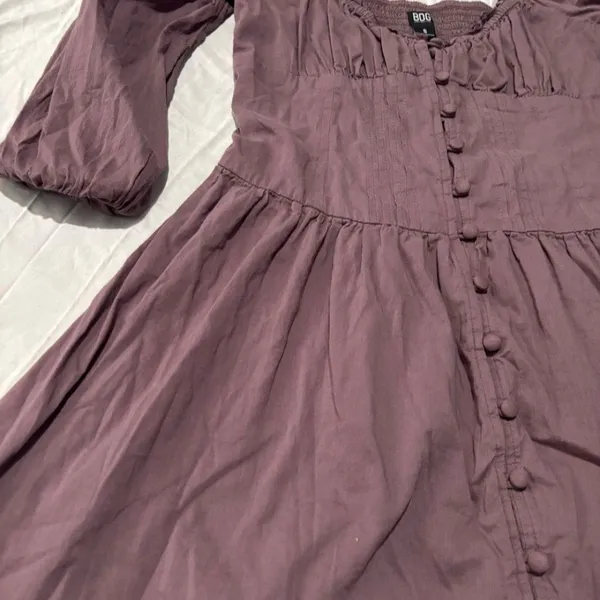 BDG Urban Outfitters Mauve Brown Puff Sleeve Button Front Mini Dress Size Small - Image 8