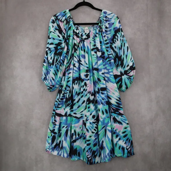 Tommy Bahama Blue Short Fit Flare Preppy Cocktail Business Colorful Dress‎ Small - Image 2