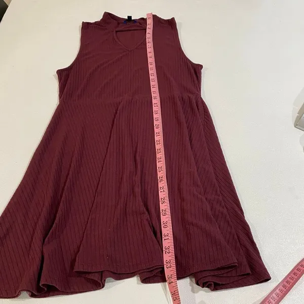 Aeropostale Burgundy Ribbed Fit & Flare Dress Women’s Large Sleeveless Mock Neck - Image 5