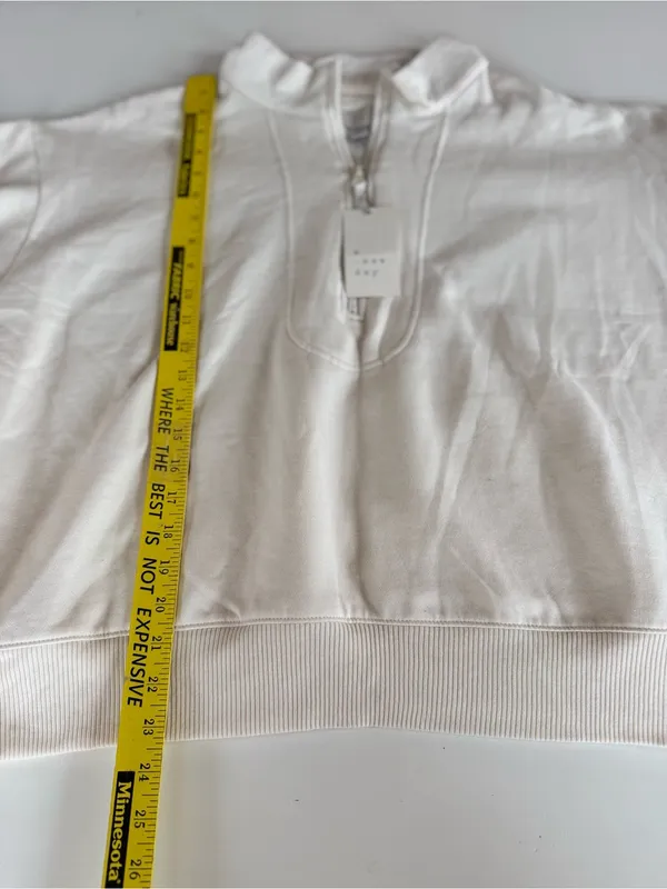 A New Day Ivory Cream Quarter-Zip Cowl Sweatshirt Sz XXL NEW - Image 5